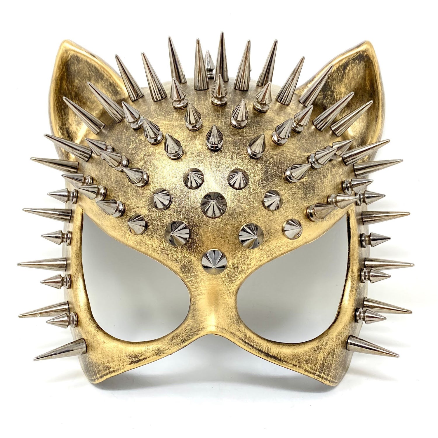 Women Metallic Steampunk Mask Masquerade Cat Face Mask For Halloween Christmas Ball Party