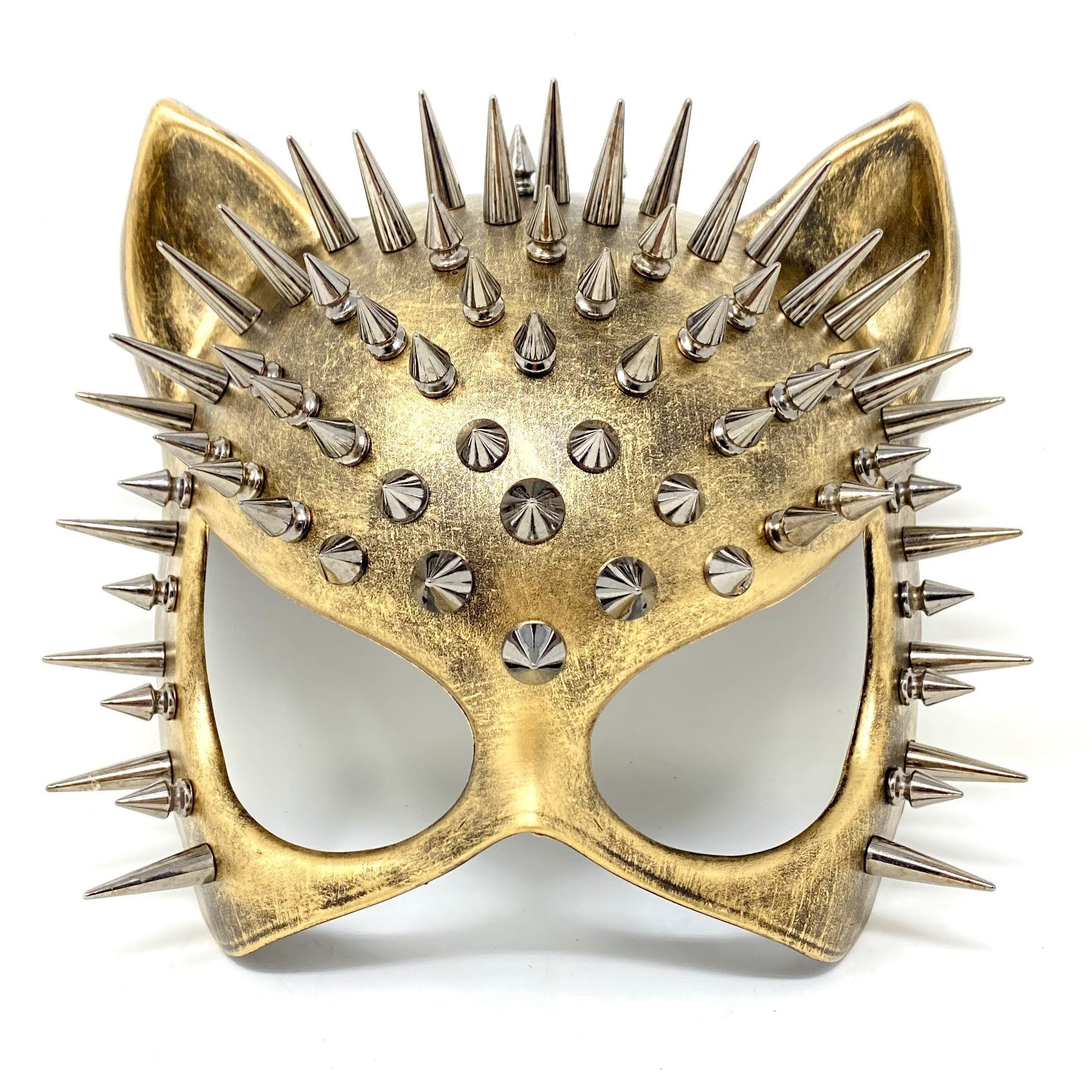 Women Metallic Steampunk Mask Masquerade Cat Face Mask For Halloween Christmas Ball Party