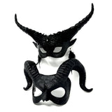 Couples Masquerade Masks, Men Women Devil Demon Goat Horn Costume Mask For Halloween Cosplay Party