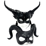 Couples Masquerade Masks, Men Women Devil Demon Goat Horn Costume Mask For Halloween Cosplay Party