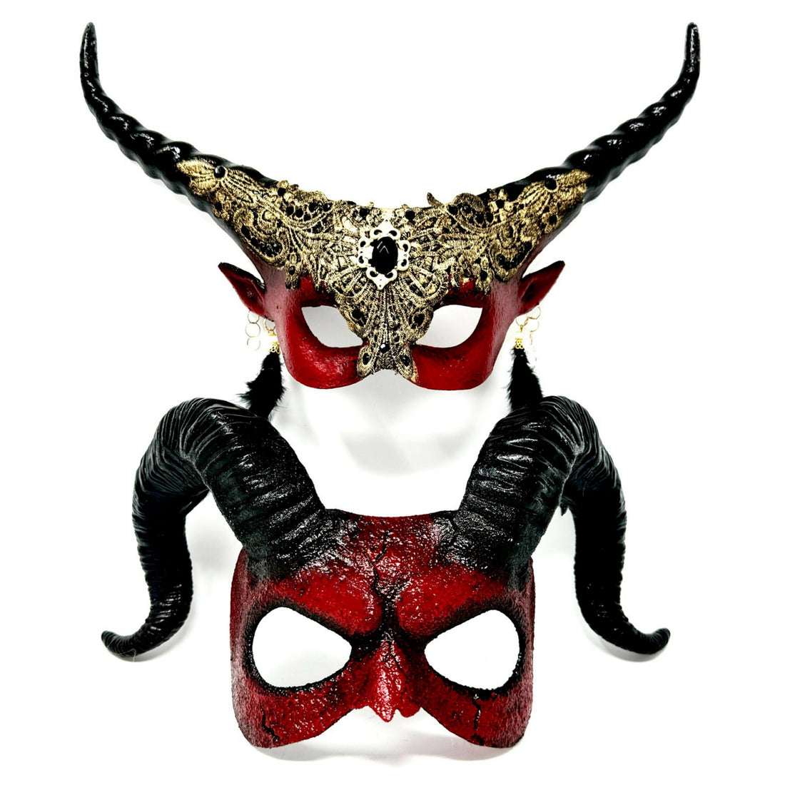 Couples Masquerade Masks, Men Women Devil Demon Goat Horn Costume Mask For Halloween Cosplay Party