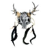 Silver Krampus Ram Goat Demon with Horns Devil Halloween Masquerade Mask, Demonic Horned Devil Metallic Finish Mask