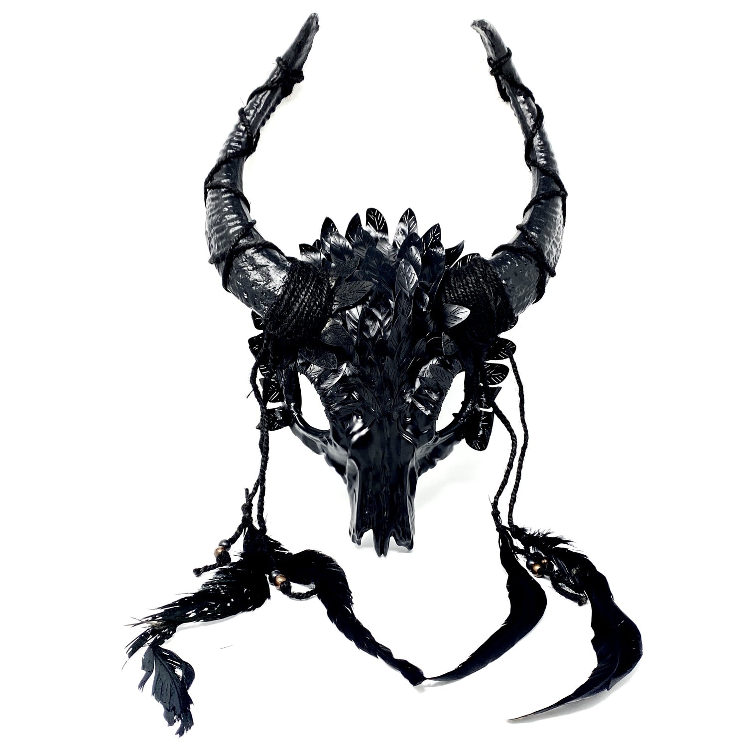 Silver Krampus Ram Goat Demon with Horns Devil Halloween Masquerade Mask, Demonic Metallic Finish Mask