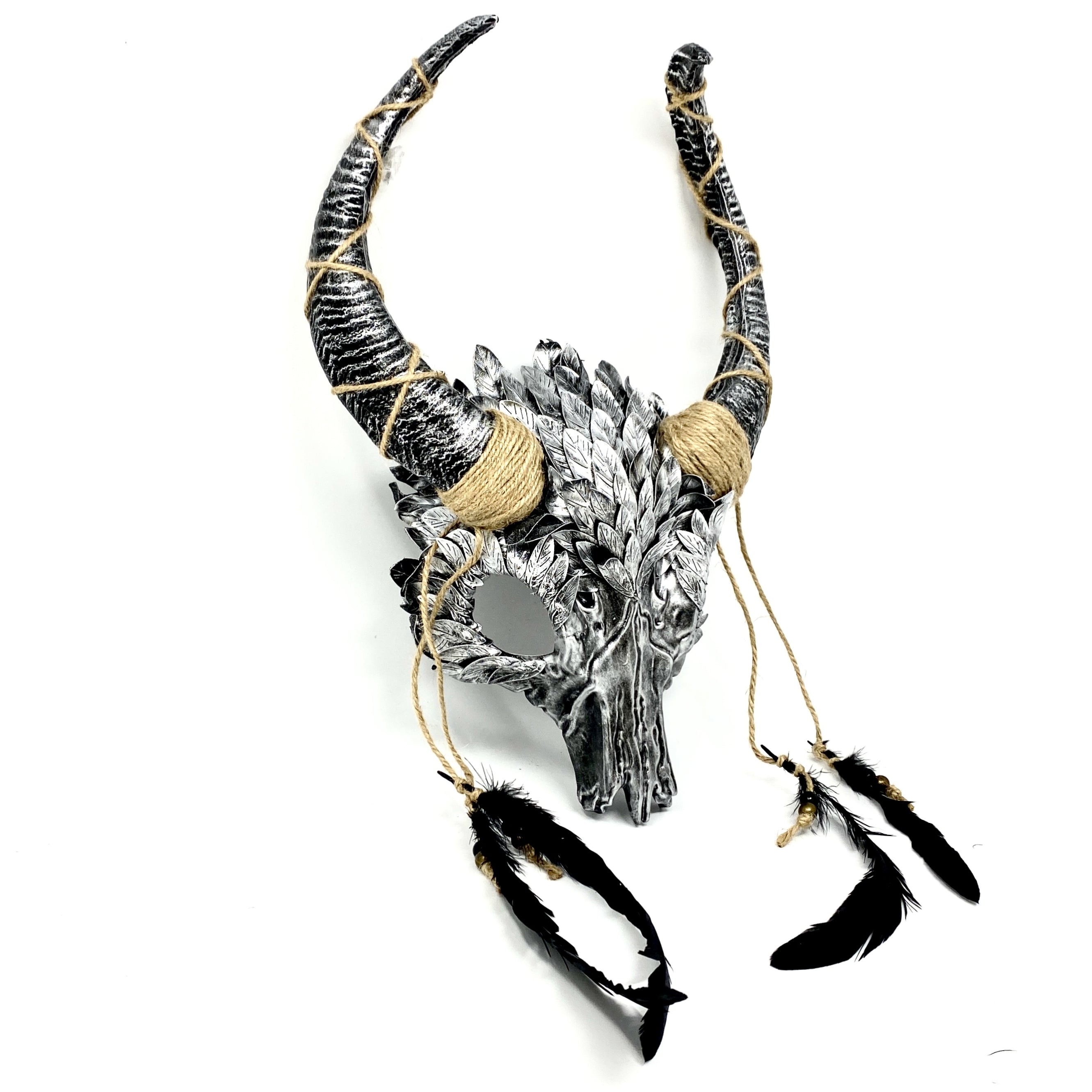 Silver Krampus Ram Goat Horns Devil Halloween Masquerade Party Mask