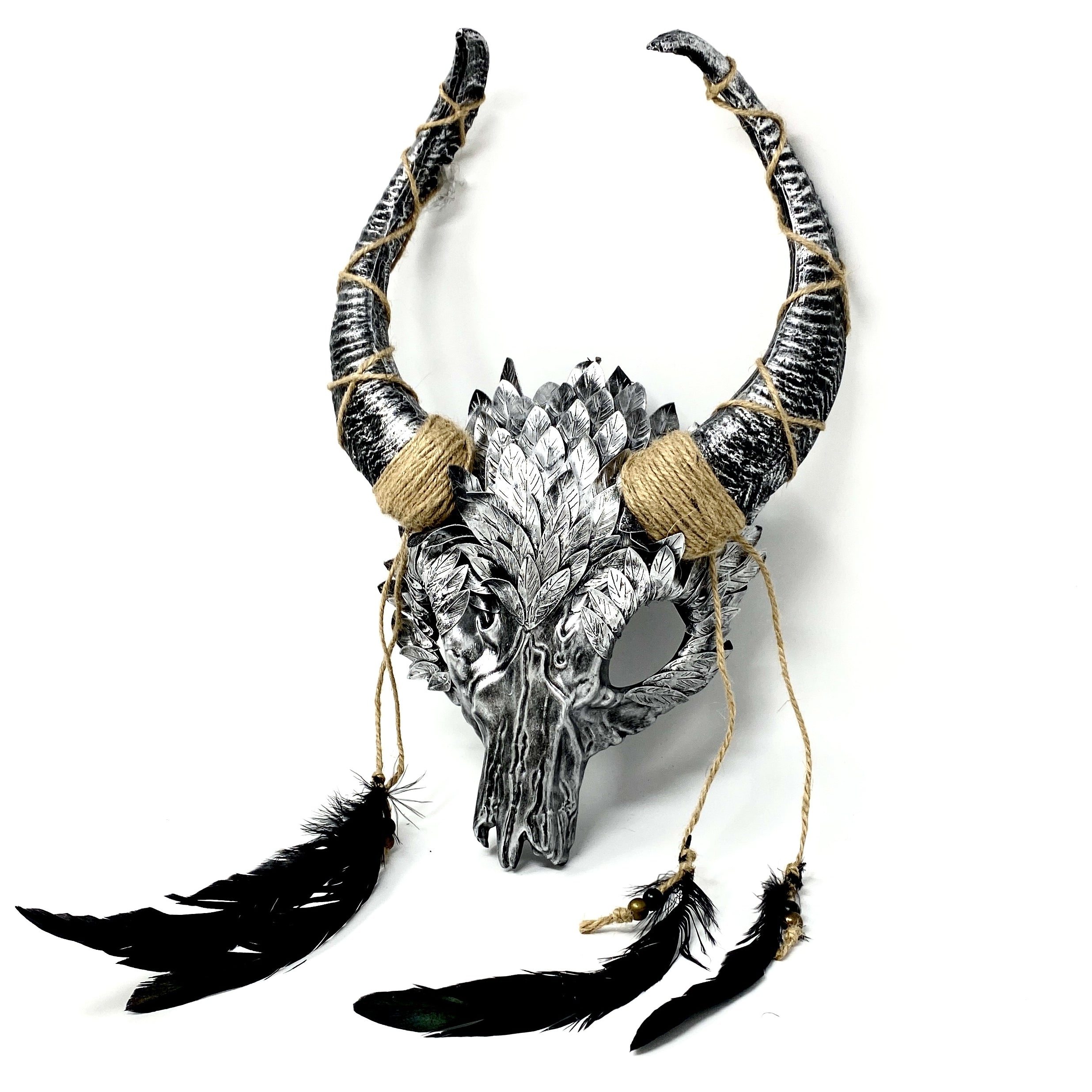 Silver Krampus Ram Goat Horns Devil Halloween Masquerade Party Mask