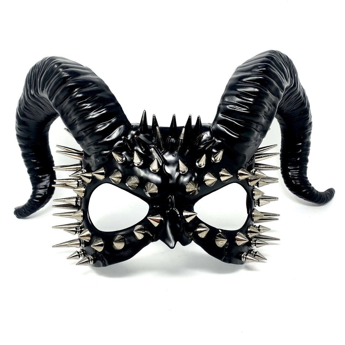 Krampus Ram Demon with Horns Devil Halloween Masks, Demonic Horned Metallic Finish Masquerade Party Mask
