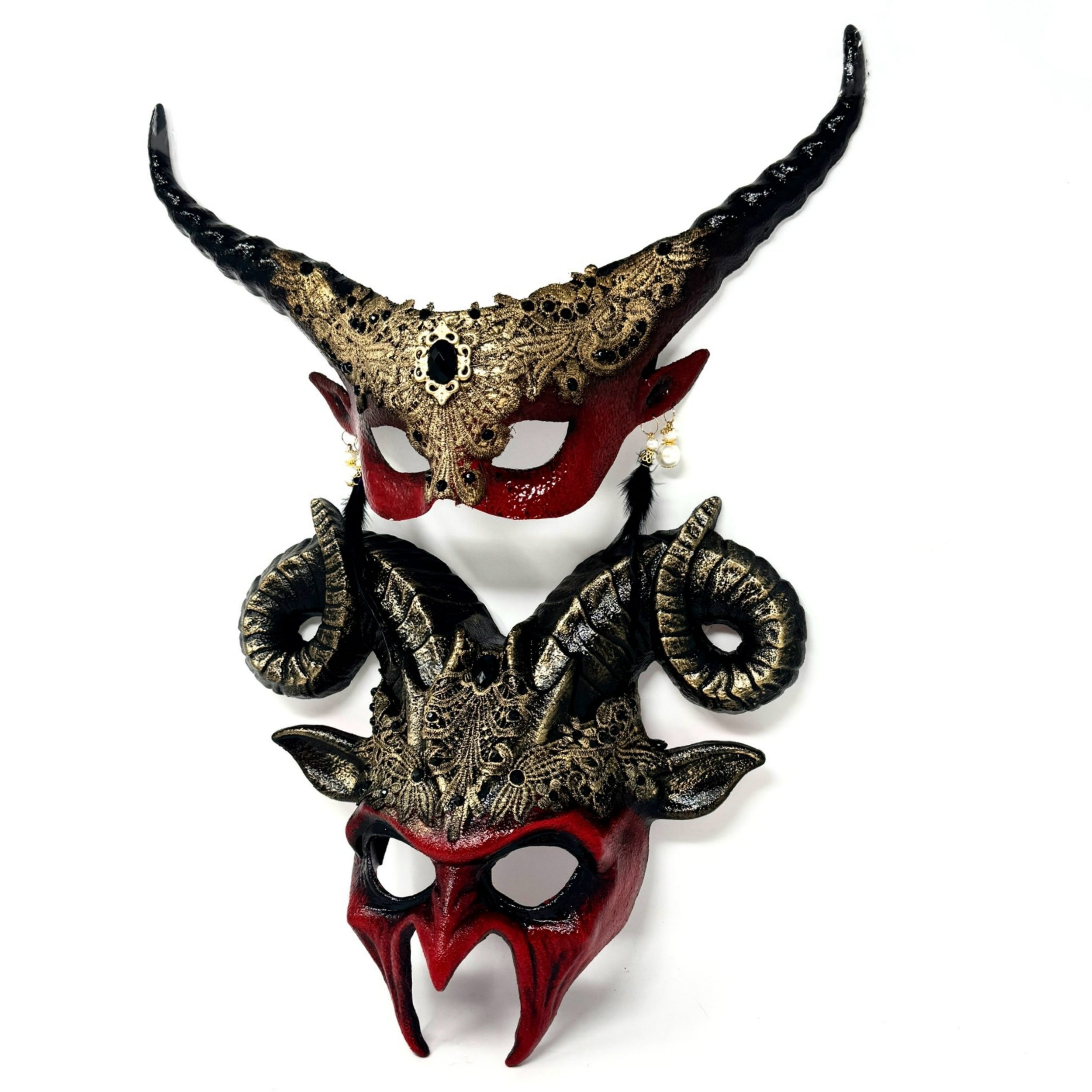 Couples Masquerade Masks, Men Women Devil Demon Goat Horn Costume Mask For Halloween Cosplay Party