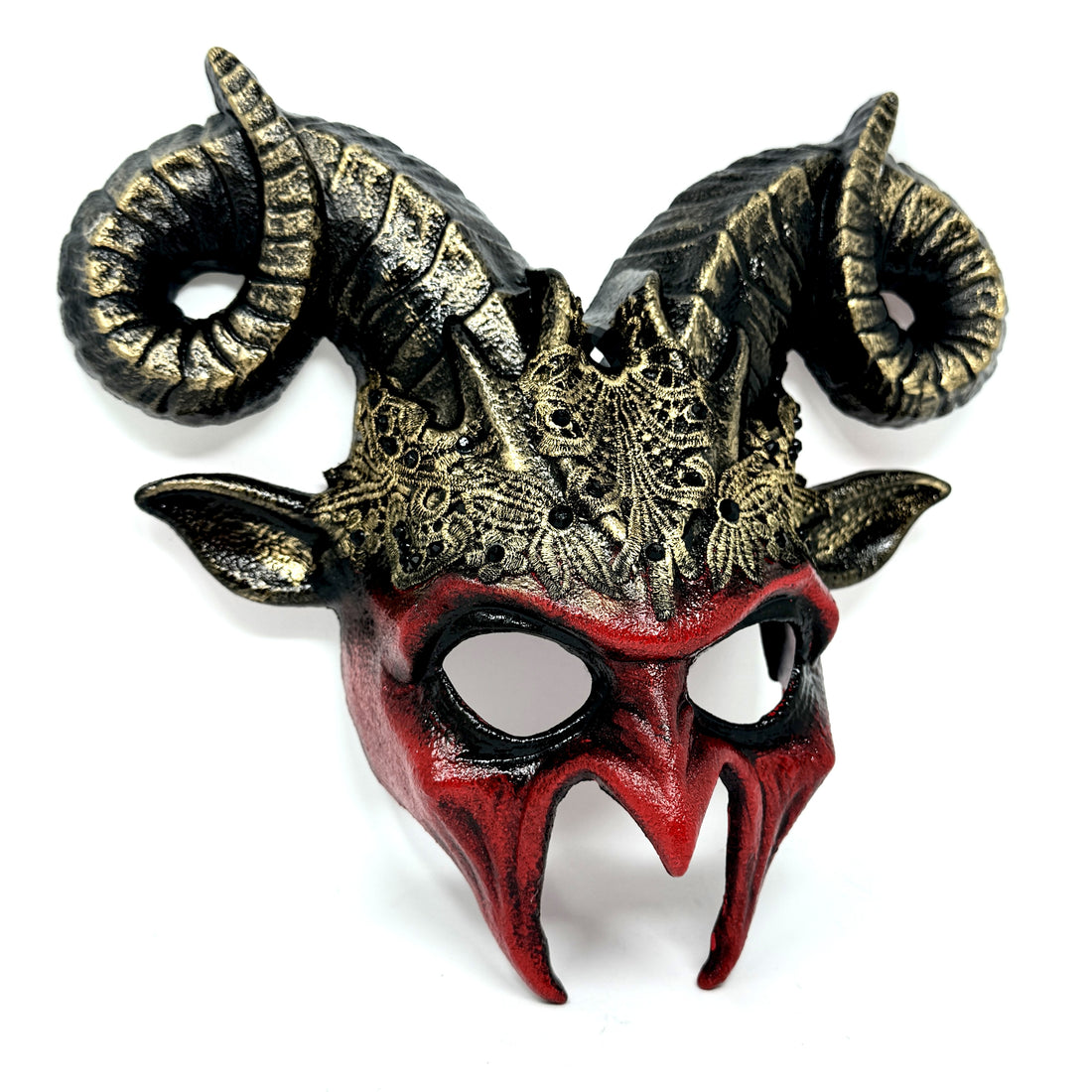 Red Krampus Ram Horn Goat Masquerade Devil Party Mask Demon Costume For Halloween