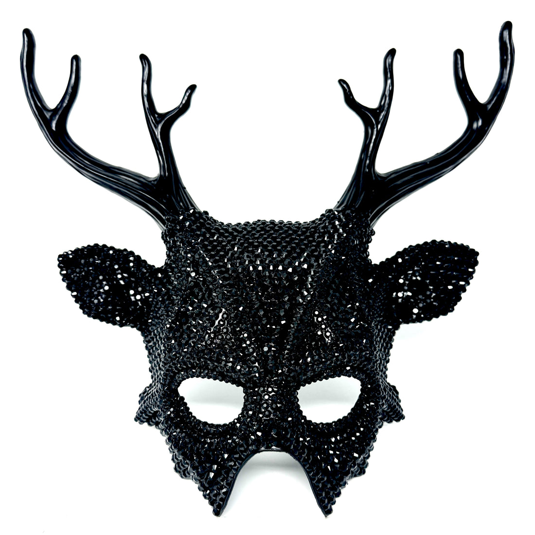 Fully Rhinestone Krampus Ram Goat Demon Mask with Horns Devil Halloween Masquerade Party Masks