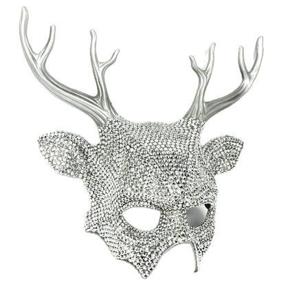 Fully Rhinestone Krampus Ram Goat Demon Mask with Horns Devil Halloween Masquerade Party Masks