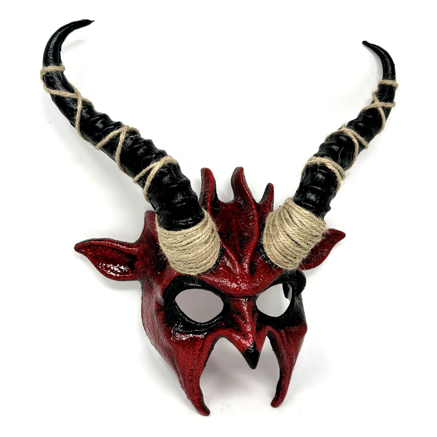 Krampus Ram Goat Demon with Horns Devil Halloween Masquerade Mask, Demonic Metallic Finish Mask