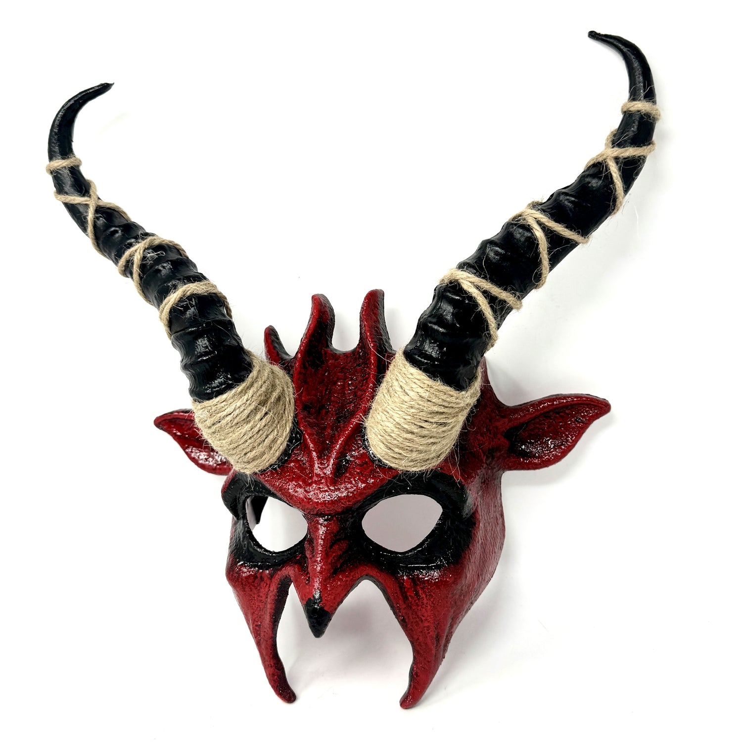 Krampus Ram Goat Demon with Horns Devil Halloween Masquerade Mask, Demonic Metallic Finish Mask