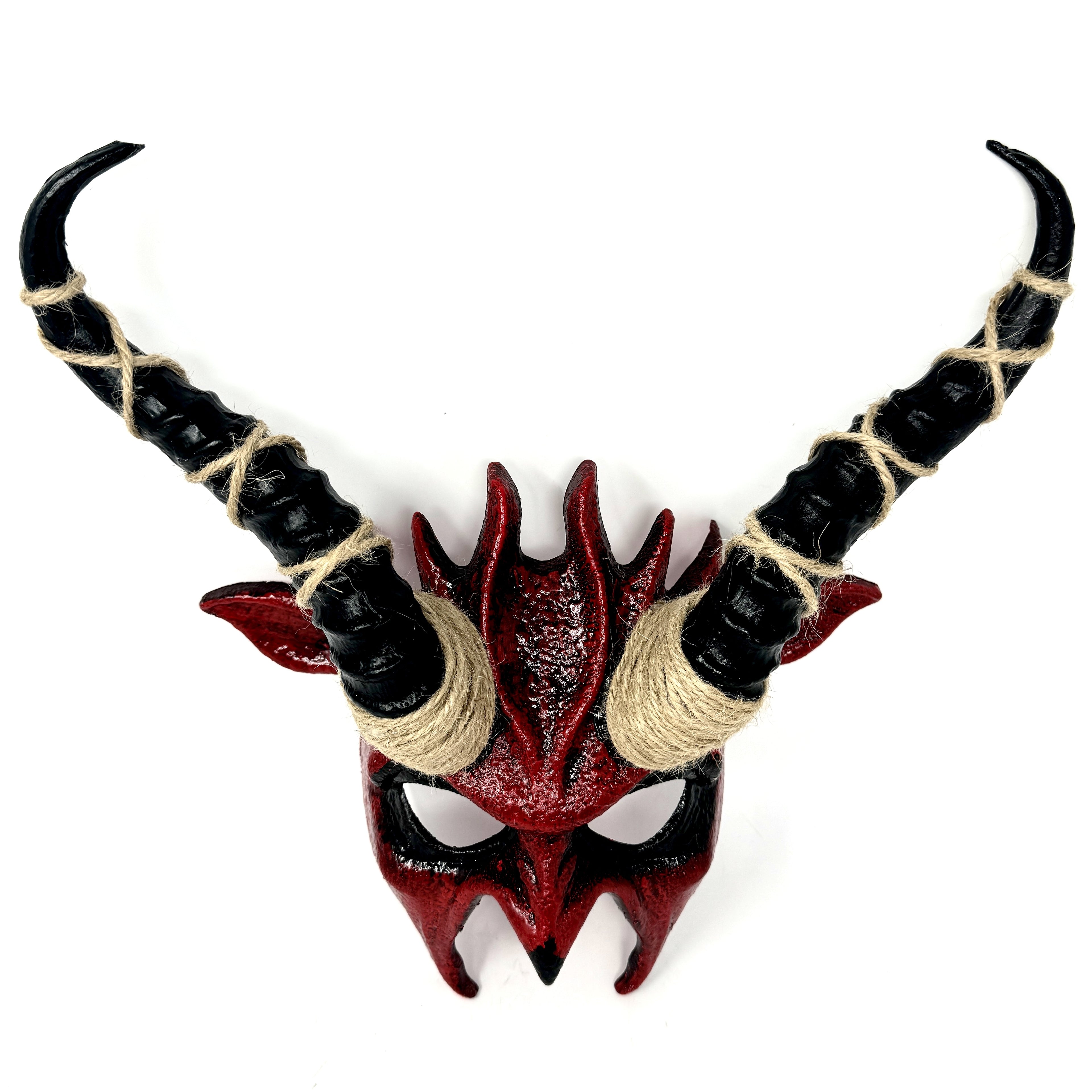 Krampus Ram Goat Demon with Horns Devil Halloween Masquerade Mask, Demonic Metallic Finish Mask