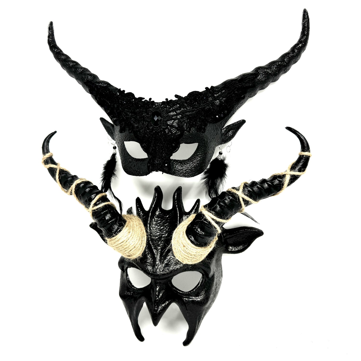 Couples Masquerade Masks, Men Women Devil Demon Goat Horn Costume Mask For Halloween Cosplay Party