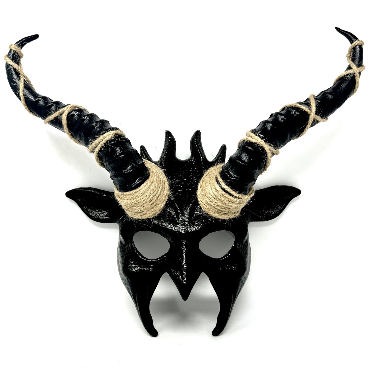 Silver Krampus Ram Goat Demon with Horns Devil Halloween Masquerade Mask, Demonic Metallic Finish Mask
