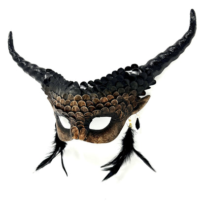 Couples Masquerade Masks, Men Women Devil Demon Goat Horn Costume Mask For Halloween Cosplay Party