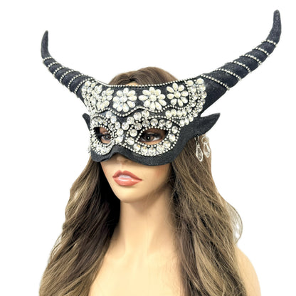Rhinestone Costume Ram Goat Masquerade Mask Devil Horror Party Ball Masks For Halloween Demon
