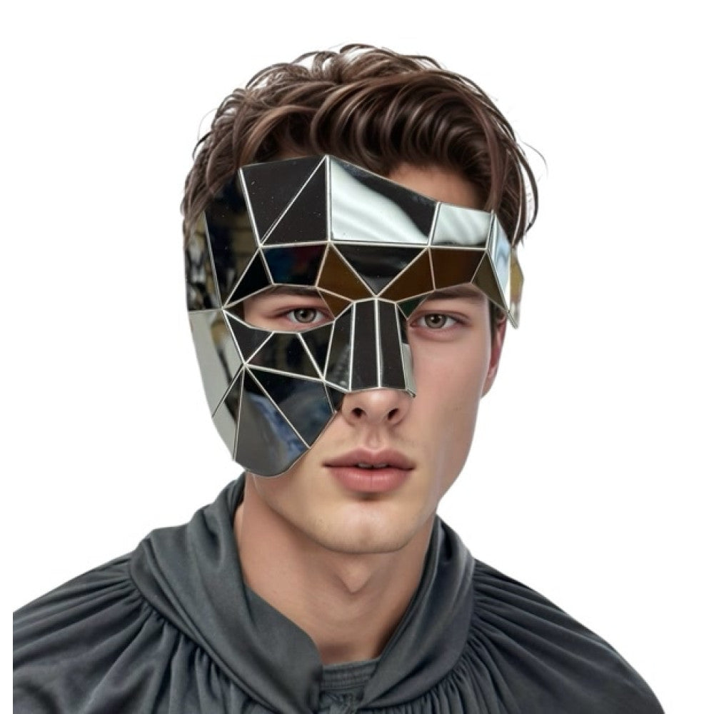 Polygon Mirror Rhinestone Masquerade Party Mask, Halloween Ball Party masks