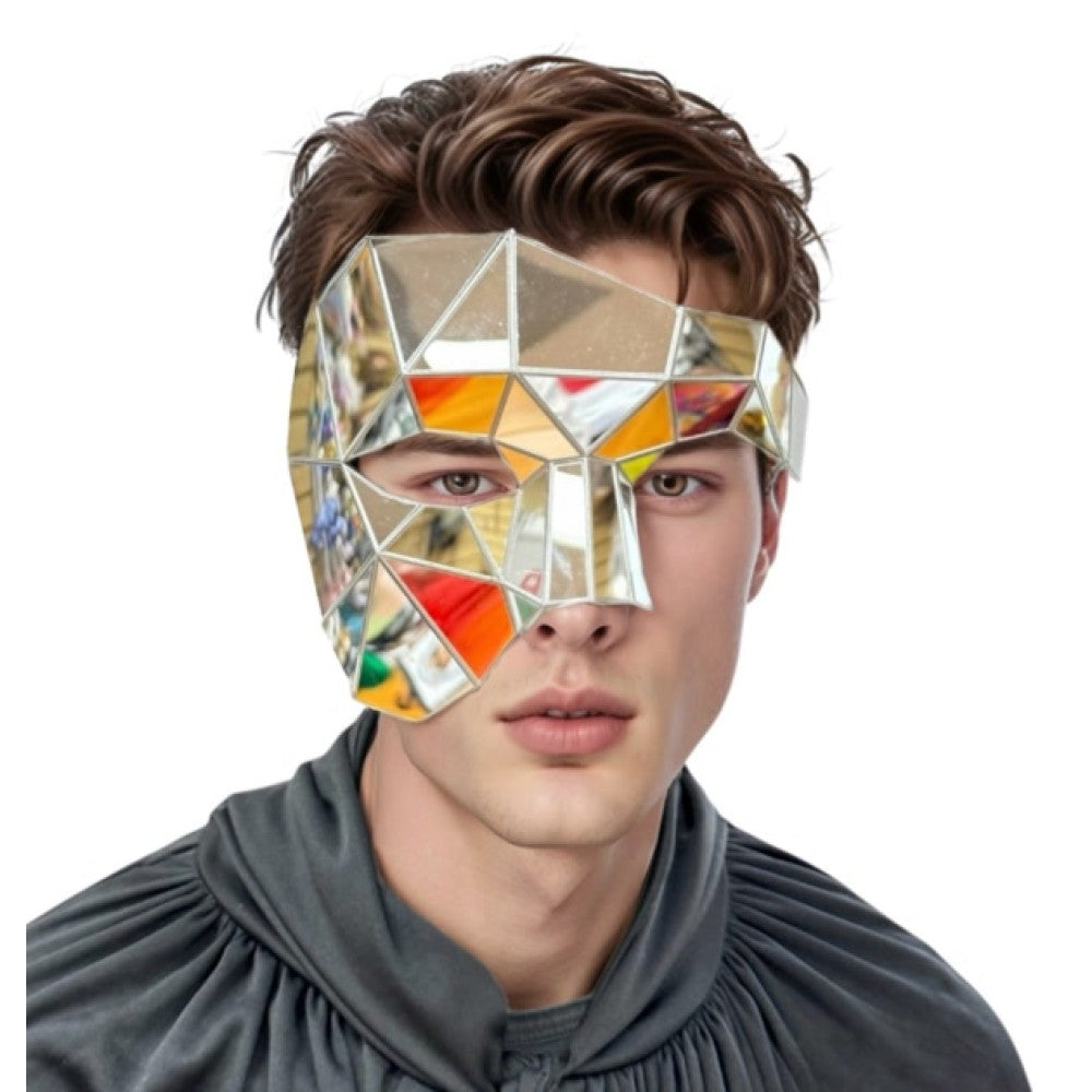 Polygon Mirror Rhinestone Masquerade Party Mask, Halloween Ball Party masks