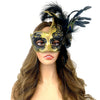 Pink & Gold Lady Women Girl Costume Venetian mask Feather Masquerade Mask Mardi Gras For Party, Halloween, Christmas