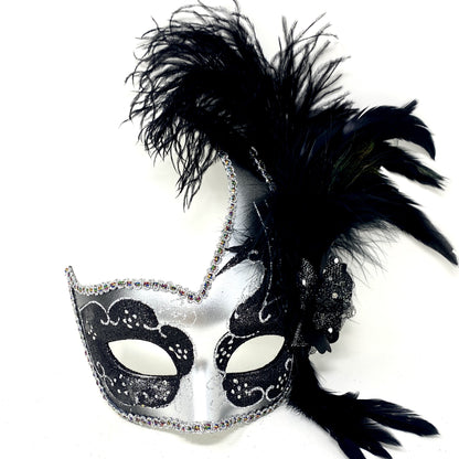 Couples Masquerade Masks, Men Women Venetian Feather Mask For Mardi Gras Cosplay Wedding Graduation Party