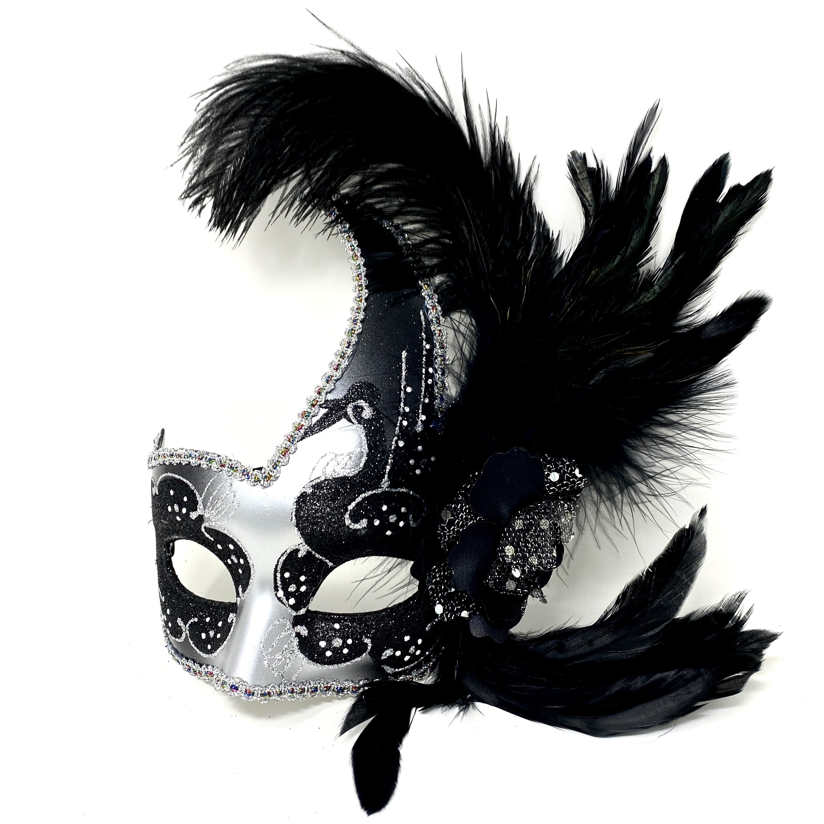 Couples Masquerade Masks, Men Women Venetian Feather Mask For Mardi Gras Cosplay Wedding Graduation Party