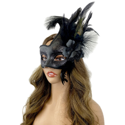 Women Costume Venetian Feather Masquerade Party Mask For Mardi Gras , Halloween
