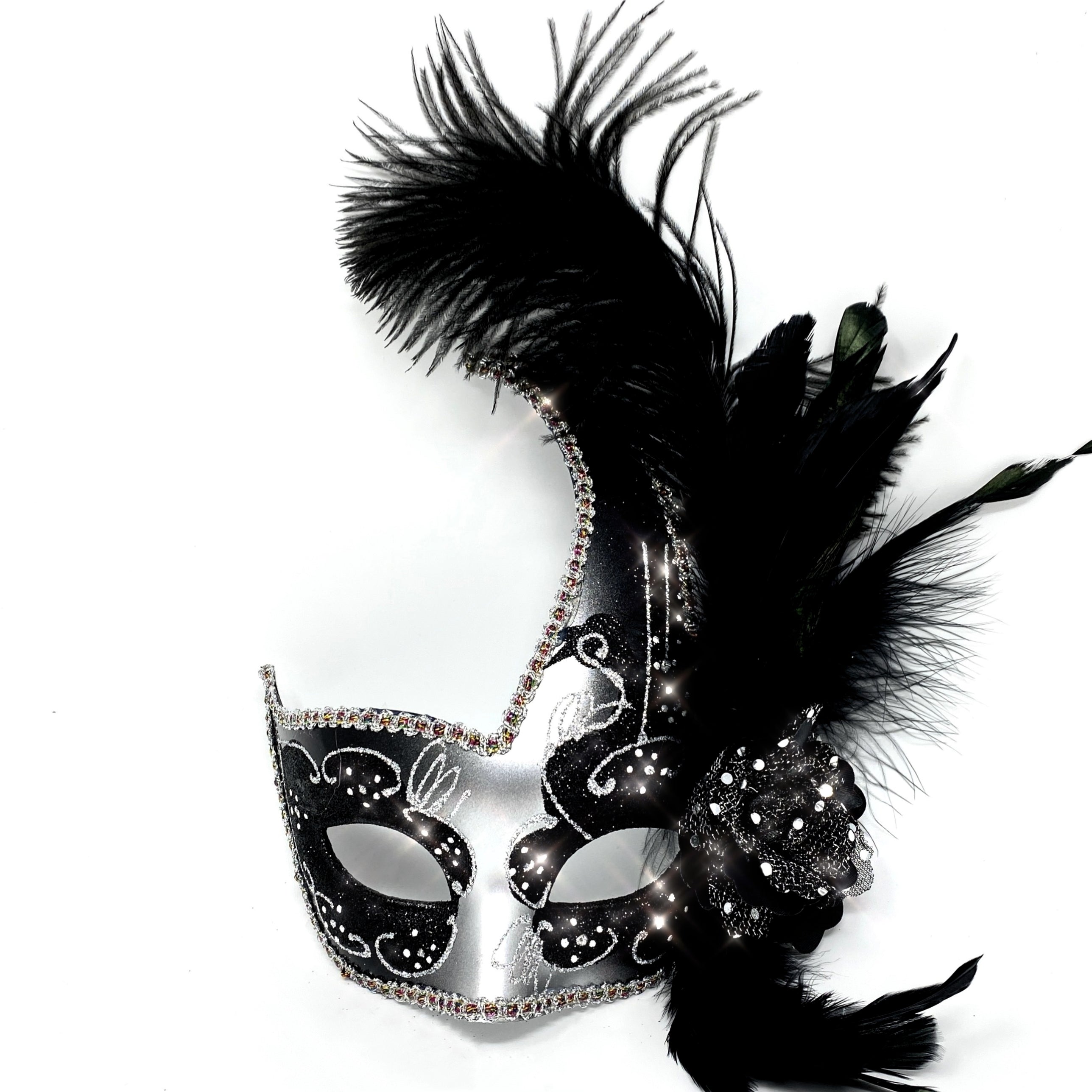 Couples Masquerade Masks, Men Women Venetian Feather Mask For Mardi Gras Cosplay Wedding Graduation Party