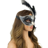 Copy of Black & Black Lady Women Girl Costume Venetian mask Feather Masquerade Mask Mardi Gras For Party, Halloween, Christmas
