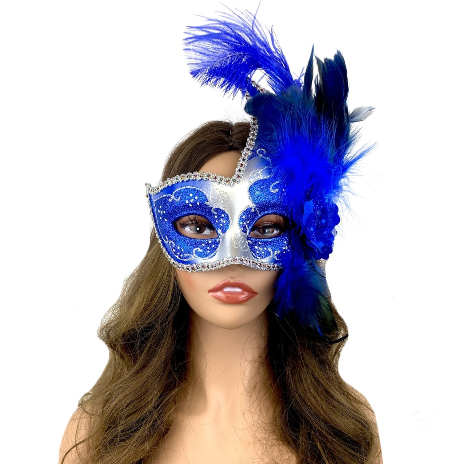 Women Costume Venetian Feather Masquerade Party Mask For Mardi Gras , Halloween