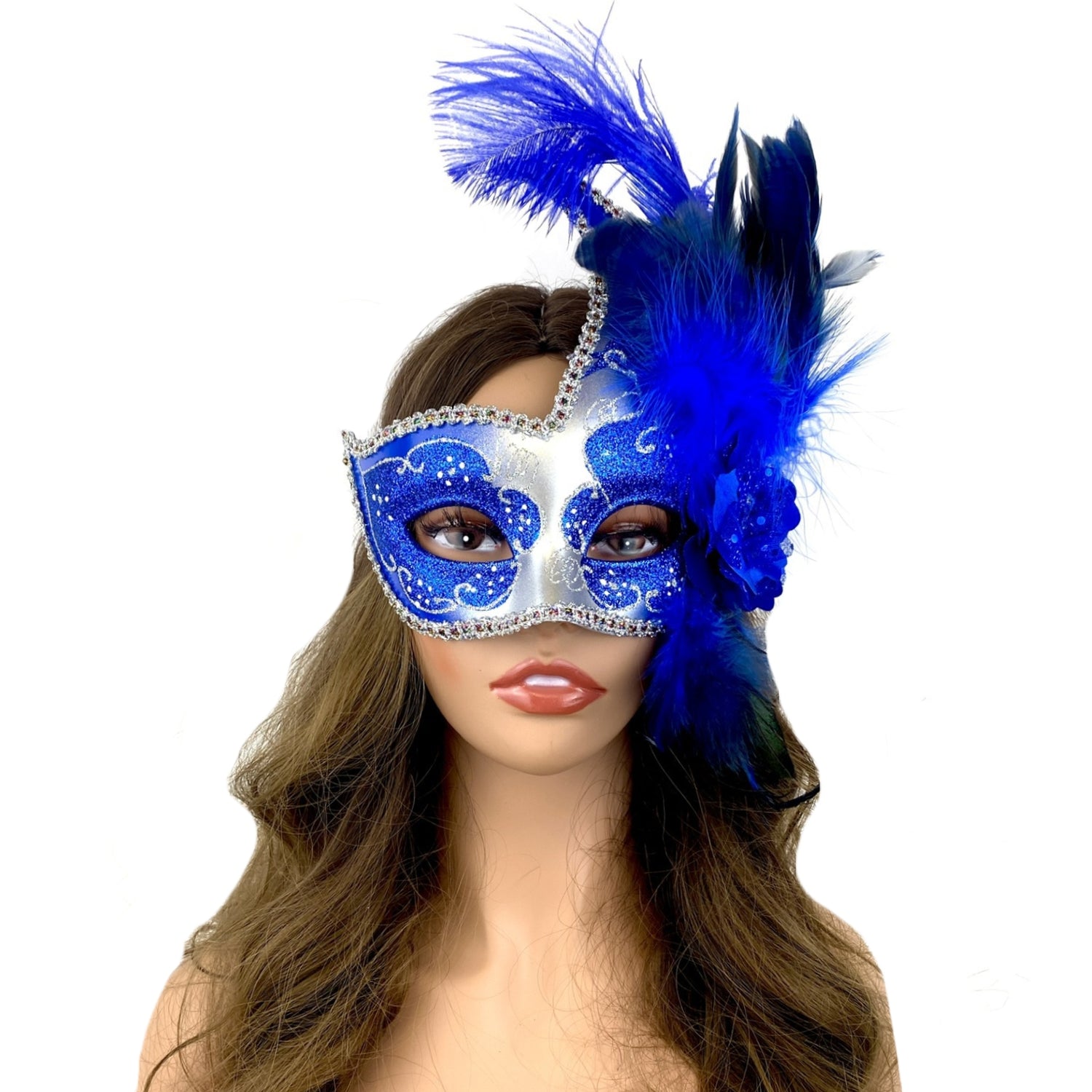 Lady Women Girl Costume Venetian Feather Masquerade Mask For Mardi Gras Party, Halloween, Christmas