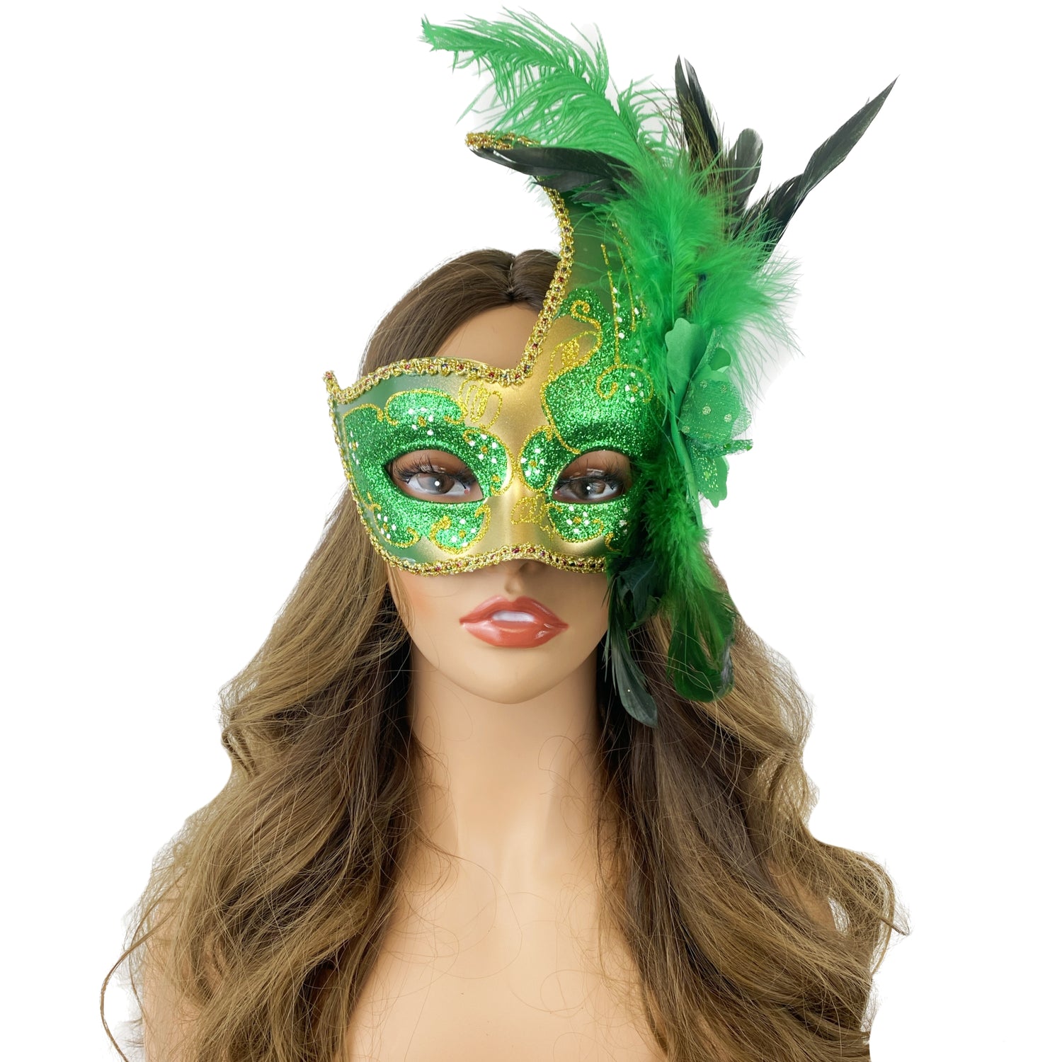 Women Costume Venetian Feather Masquerade Party Mask For Mardi Gras , Halloween