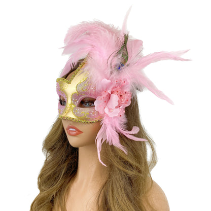 Lady Women Girl Costume Venetian Feather Masquerade Mask For Mardi Gras Party, Halloween, Christmas