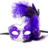 Couples Masquerade Masks, Men Women Venetian Feather Mask For Mardi Gras Cosplay Wedding Graduation Party