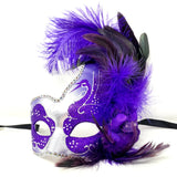 Couples Masquerade Masks, Men Women Venetian Feather Mask For Mardi Gras Cosplay Wedding Graduation Party