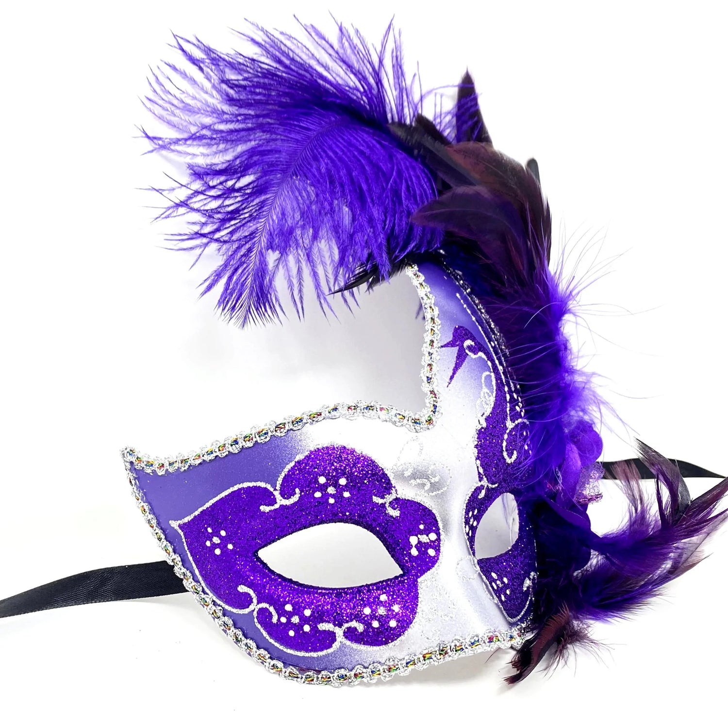 Couples Masquerade Masks, Men Women Venetian Feather Mask For Mardi Gras Cosplay Wedding Graduation Party