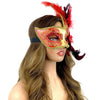 Blue & Gold Lady Women Girl Costume Venetian mask Feather Masquerade Mask Mardi Gras For Party, Halloween, Christmas