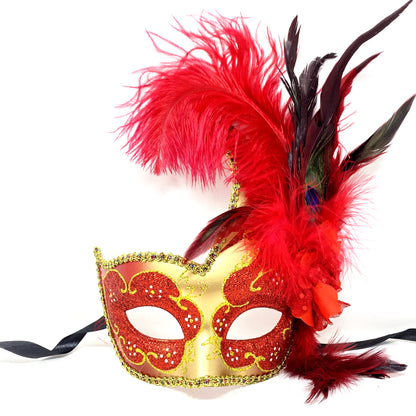 Couples Masquerade Masks, Men Women Venetian Feather Mask For Mardi Gras Cosplay Wedding Graduation Party