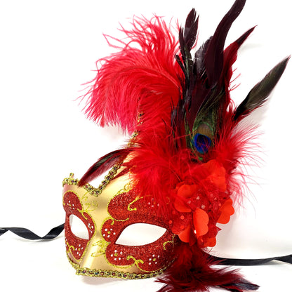 Couples Masquerade Masks, Men Women Venetian Feather Mask For Mardi Gras Cosplay Wedding Graduation Party