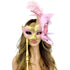 Masquerade Party Mask With Hand Held Stick Gold and Pink