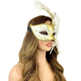 Red & Silver Lady Women Girl Costume Venetian mask Feather Masquerade Mask Mardi Gras For Party, Halloween, Christmas