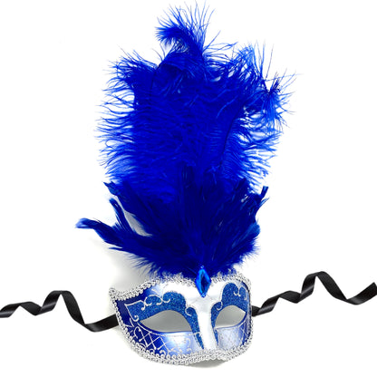 Women Costume Venetian Feather Masquerade Mask For Mardi Gras Party, Halloween, Christmas