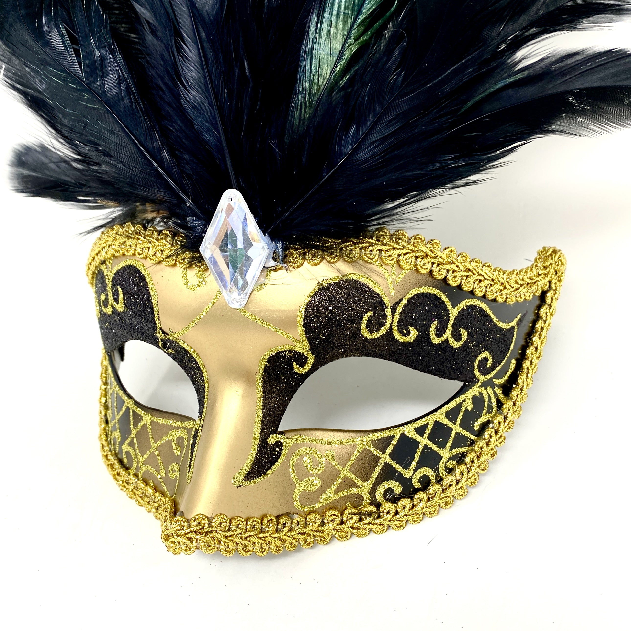 Women Costume Venetian Feather Masquerade Mask For Mardi Gras Party, Halloween, Christmas