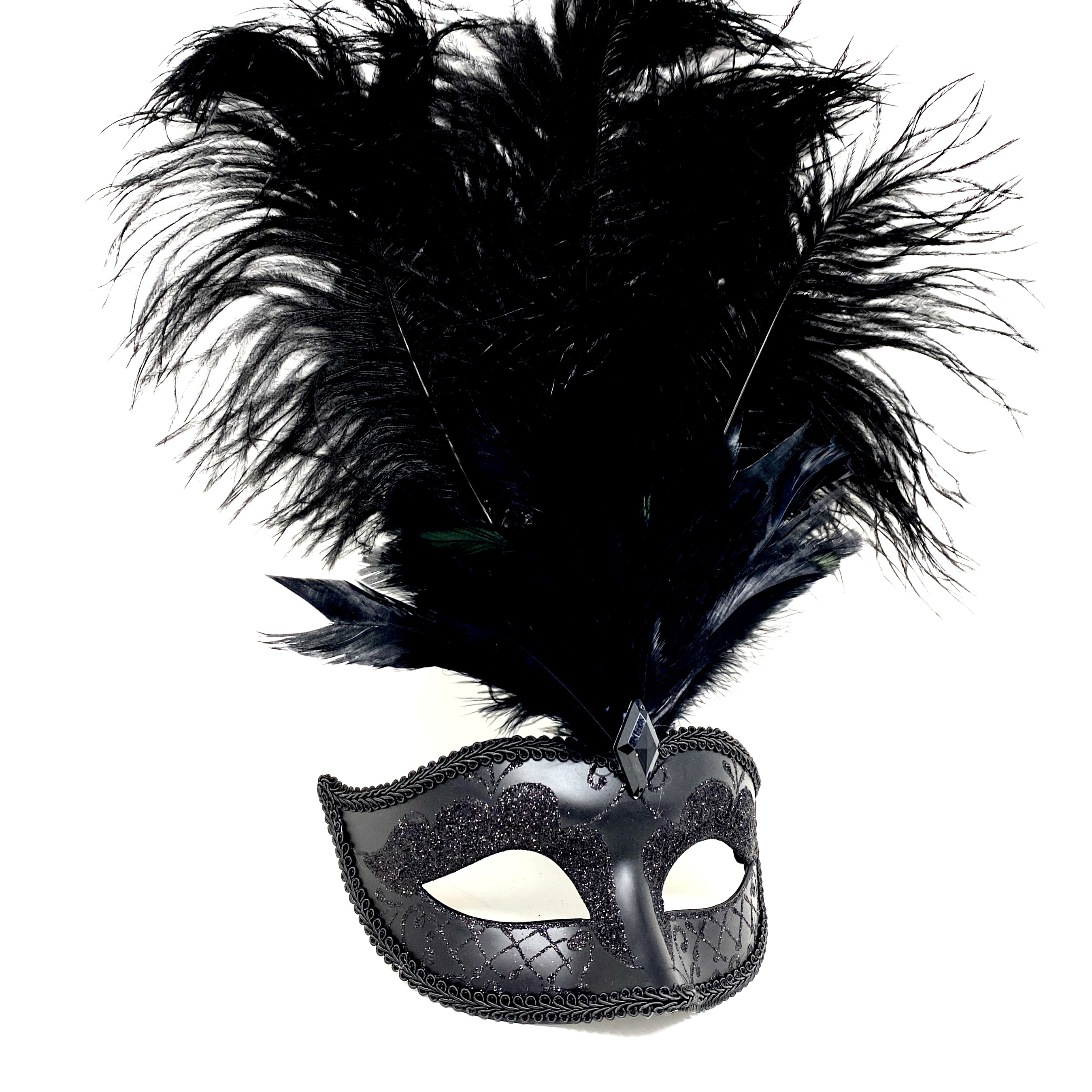 Women Costume Venetian Feather Masquerade Mask For Mardi Gras Party, Halloween, Christmas