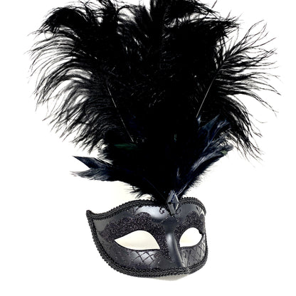 Women Costume Venetian Feather Masquerade Mask For Mardi Gras Party, Halloween, Christmas