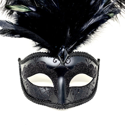 Women Costume Venetian Feather Masquerade Mask For Mardi Gras Party, Halloween, Christmas