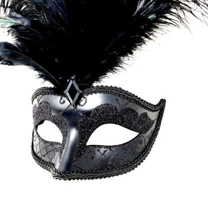 Women Costume Venetian Feather Masquerade Mask For Mardi Gras Party, Halloween, Christmas