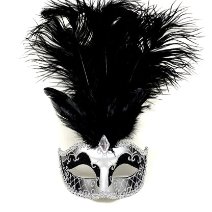 Women Costume Venetian Feather Masquerade Mask For Mardi Gras Party, Halloween, Christmas