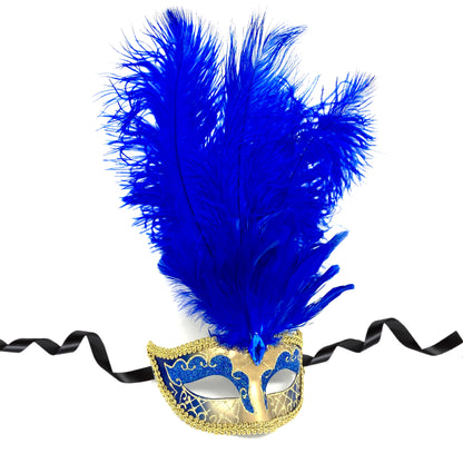 Women Costume Venetian Feather Masquerade Mask For Mardi Gras Party, Halloween, Christmas