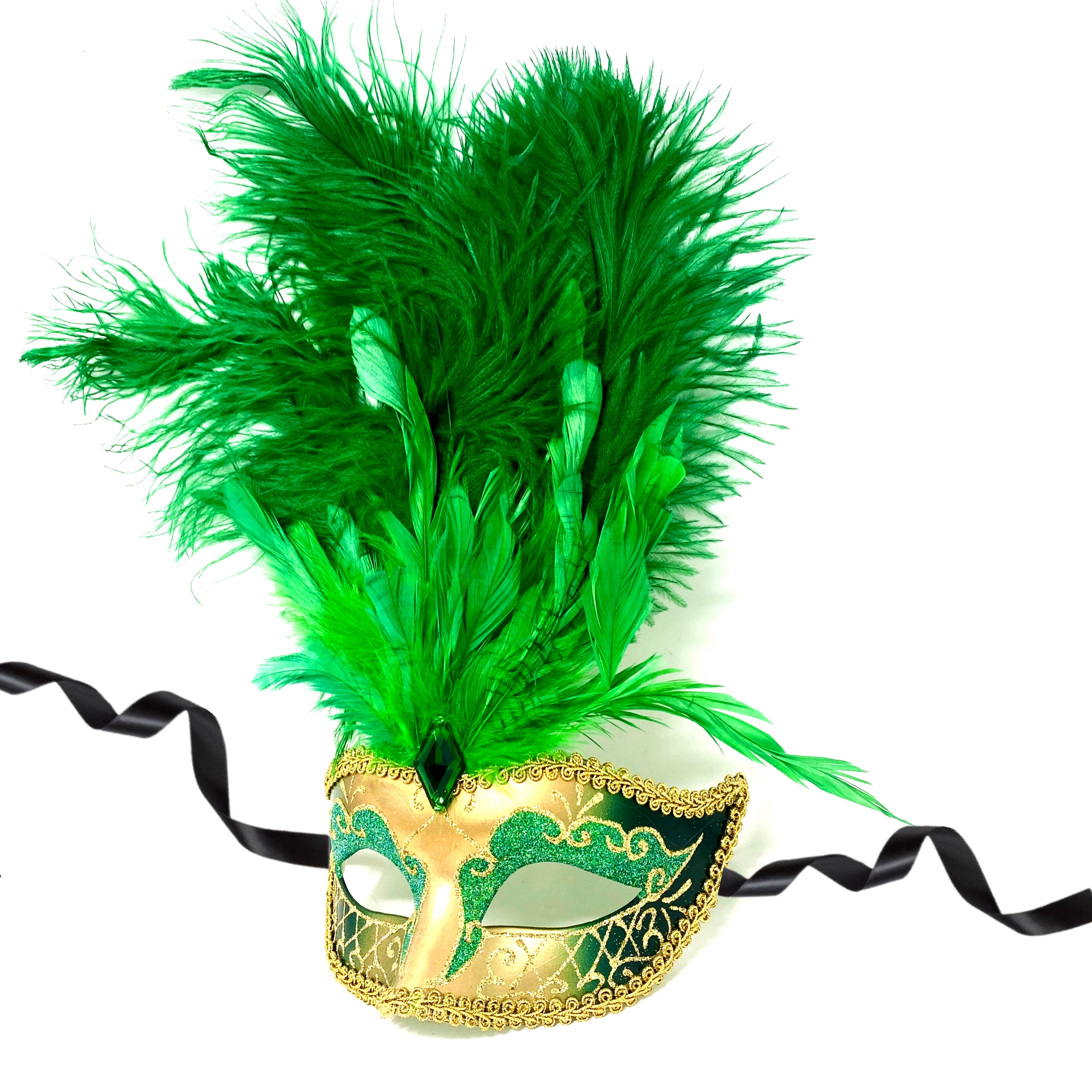 Women Costume Venetian Feather Masquerade Mask For Mardi Gras Party, Halloween, Christmas